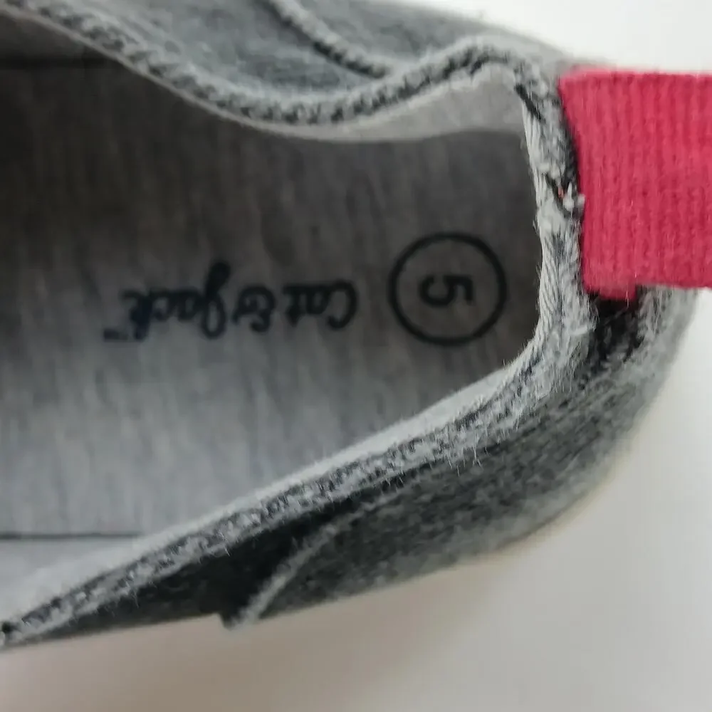 Cat & Jack Shoes Kids Size 5 Gray Denim Zipper Lace Up Casual Low Top Sneakers